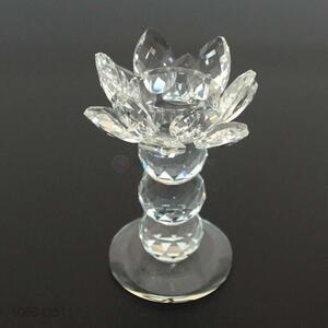 Hig sales home decoration clear crystal lotus candle holder