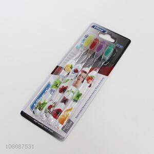 New design 4pcs/set fruit printed plastic toothbrush