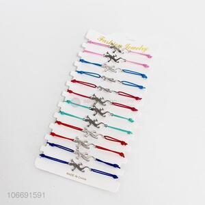 Low price fashion 12pcs alloy lizard bracelet with colorul band