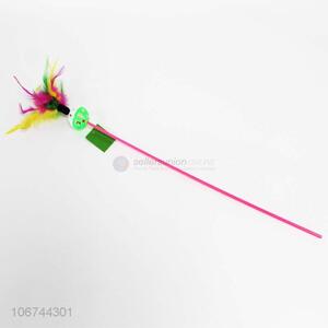 Factory price popular funny cat stick with colorful feathers