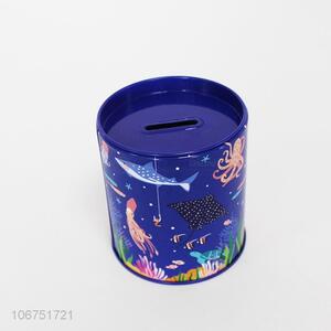 Wholesale cute ocean animal printing tinplate money box piggy bank
