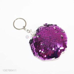 Hot Selling Round Sequins Plush Key Chain
