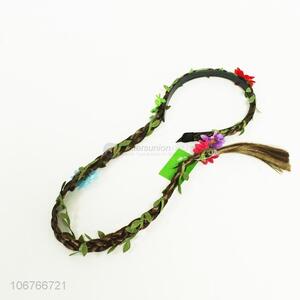 High sales braided hairpiece headband with flower and leaves