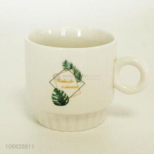 Wholesale green plant leaf pattern ceramic cup porcelain cup