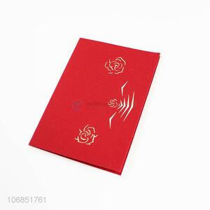 Competitive Price Red Flowers Handmade Decoration Greeting Card