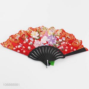 Suitable price beautiful flower printed folding hand fan