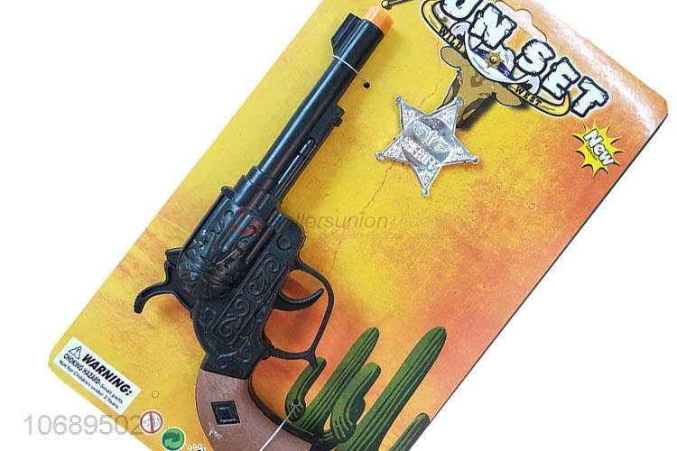 Good Quality Black Cowboy Gun And Police Badge Set