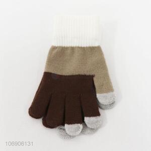 Premium quality kids winter warm acrylic knitted gloves