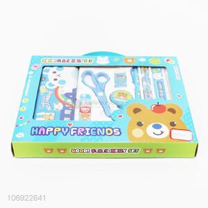Hot selling kids cartoon stationery set pencil box scissor set