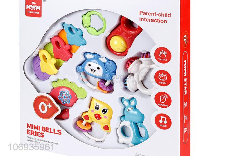 Competitive Price Plastic Mini Happy Hand Shake Bell Rattle Baby Toys Set