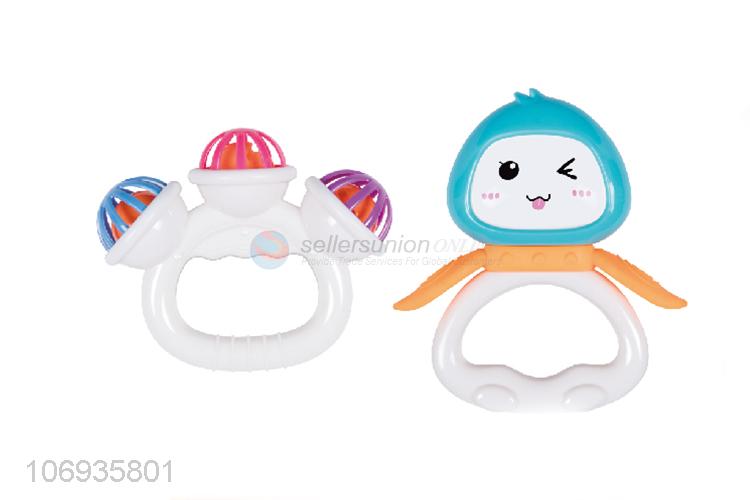 Factory Sell Cartoon Hand Bell Toy Baby Rattle Set Shaking Plastic Toys Set