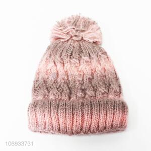 Good sale fashion women winter warm acrylic knitting hat with pom pom