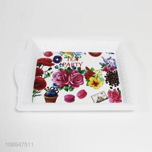 New product flowers pattern square plastic serving trays