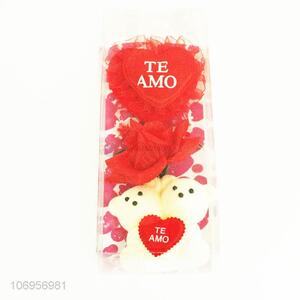 New Style Artificial Flower With Cute Bear For Valentine's Day