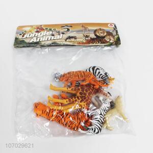 Hot selling 6pcs plastic jungle animal set toys for kids