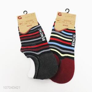 Competitive price striped men boat socks cotton ankle socks