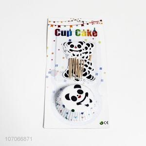 Best selling birthday party supplies panda cupcake toppers and cupcake cups