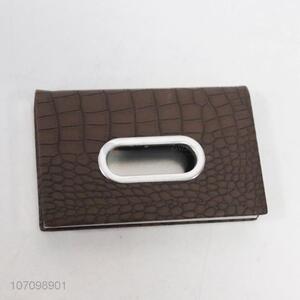 Wholesale good quality pu leather metal business card holder