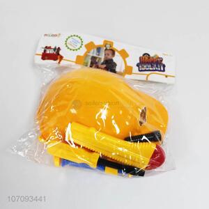 Wholesale creative kids plastic tool set toys with safety helmet