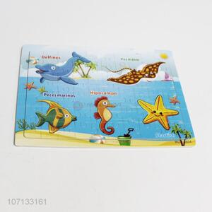 Best selling kids educational wooden toys sea animal jigsaw puzzle