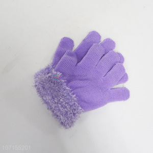 New design girls winter warm knitting gloves kids outdoor thermal gloves
