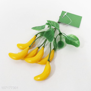 Factory sales fake banana bunches with leaves artificial fruit decoration