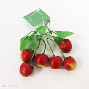 Hotsale fake cherry bunches with leaves artificial fruit model