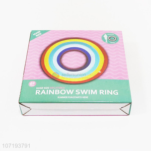 Attractive design inflatable rainbow swimming ring swimming float ring