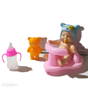 New Product Vinyl Sleeping Baby Doll With Baby Carriage Toy Set