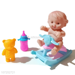 Good Factory Price Baby Vinyl Doll Rocking Chair Toy Set