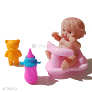 Top Selling Vinyl Boy Doll With Baby Carriage Kids Play Toy Set