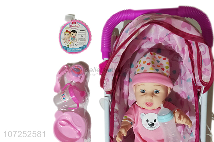 New Style 12 Inch Baby Reborn Doll Kits Baby Toy Doll Stroller For Girls