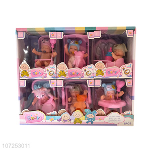 New Product 6 Pieces Vinyl Doll Child Play House Toy Set
