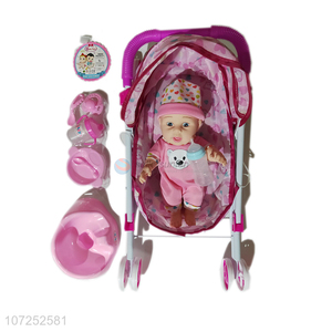New Style 12 Inch Baby Reborn Doll Kits Baby Toy Doll Stroller For Girls