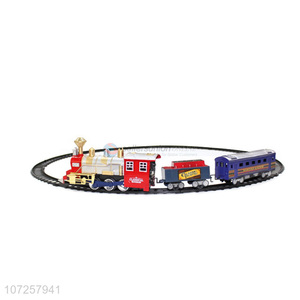 Suitable price battery operated plastic train railway set slot toys