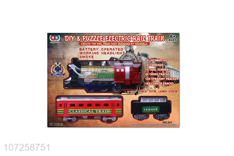 Best selling DIY battery operated train set toy electric plastic toys