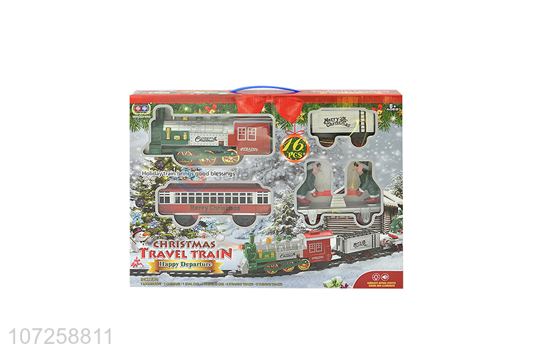 Factory price kids classic battery operated Christmas train set slot toy