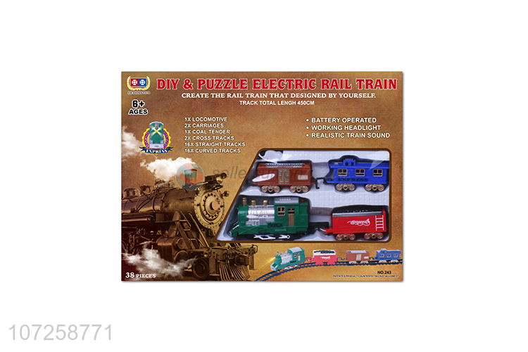 Professional supply DIY plastic railway set toy battery operated toy train