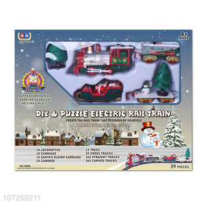 Factory wholesale kids toys battery operated DIY musical Christmas rail train set