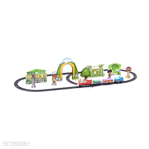 Top manufacturer battery operated plastic electric toy train railway set