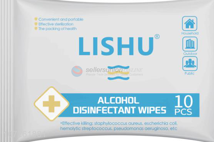 Good quality 10 sheets alcoholic disinfectant wipes spunlace non-woven wet wipes