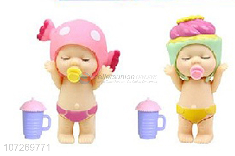Lovely design 3.5 inch vinyl sleeping baby doll drinking and peeing infant doll