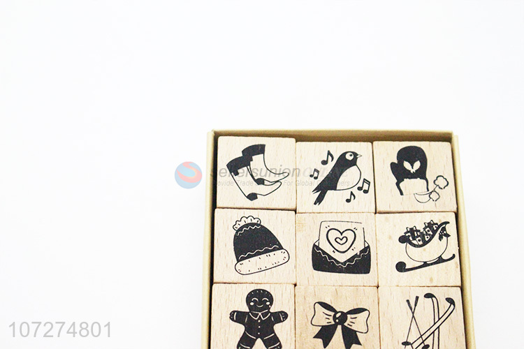 Good market wooden crafts kids toy wooden stamp set