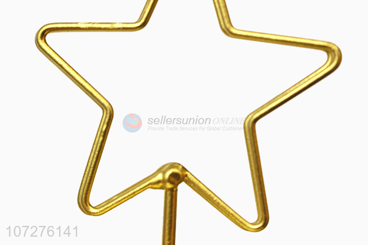 Promotional items office standing gold star shape metal name card holder