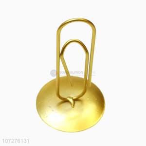 New arrival desktop decoration gold paper clip shape metal business card holder
