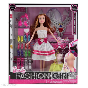 Latest Solid Body Fashion Girls Doll With Dress And Accessories