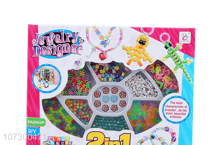 New Fashion Girls Diy Jewelry Toys 2 In 1 Kids Decorate Beads Toy Set