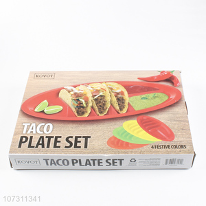 Hot selling colorful food grade taco plate set taco holder set