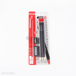 Custom Wooden Pencils With Eraser And Pencil Sharpener Set