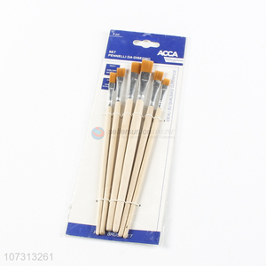 Bottom price art tools 6pcs wooden handle watercolor painting brush oil paintbrush